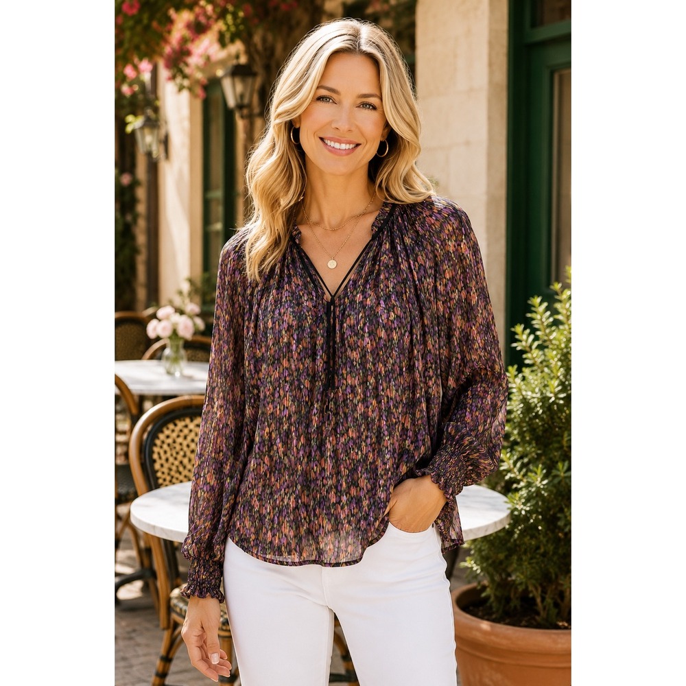 Democracy Multi‎ Color Abstract Print Blouse Small NWT
